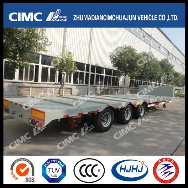 Tri-Axles Cimc Huajun Extended-Platform Lowbed Semi Trailer 