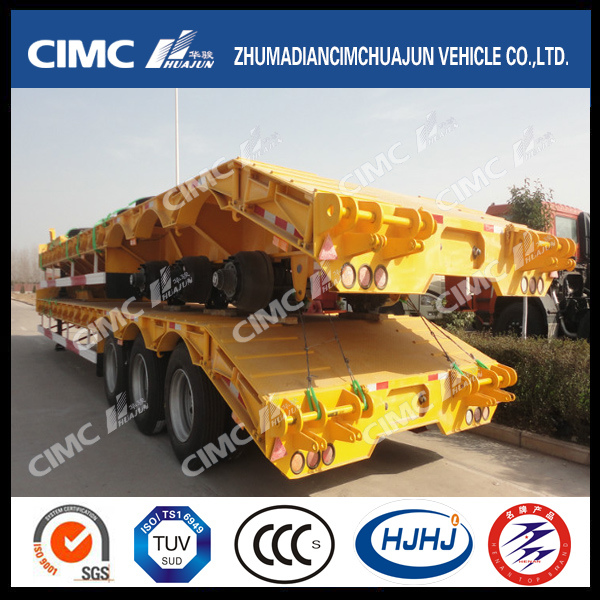 Cimc Huajun Tri-Axle Lowbed Semi Trailer with Bolted Ramp 