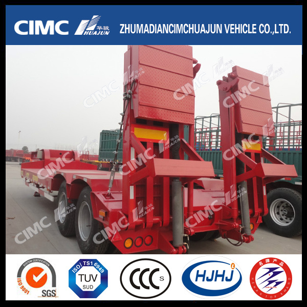 13m 2axle Lowbed Semi-Trailer with Hydraulic Ramp 