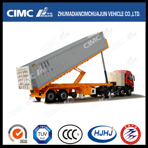 Cimc Huajun 45FT 3axle Rear Tipping Flatbed Container Semi Trailer 