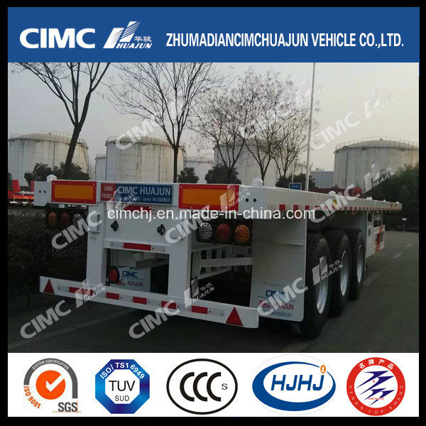 (80tons load) Cimc Huajun 40FT 3axle Flatbed Trailer with Strengthened Beam 