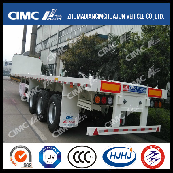 High Quality Cimc Huajun Flatbed Semi-Trailer with 1200mm Front Frame 