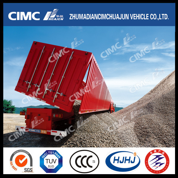 Hot Sale Cimc Huajun Side-Tipping Van-Type Semi Trailer for Mining Site 