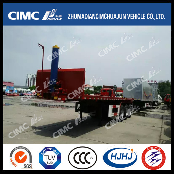 Cimc Huajun 40FT Flatbed Tipping Trailer with Hydraulic Cylinder 