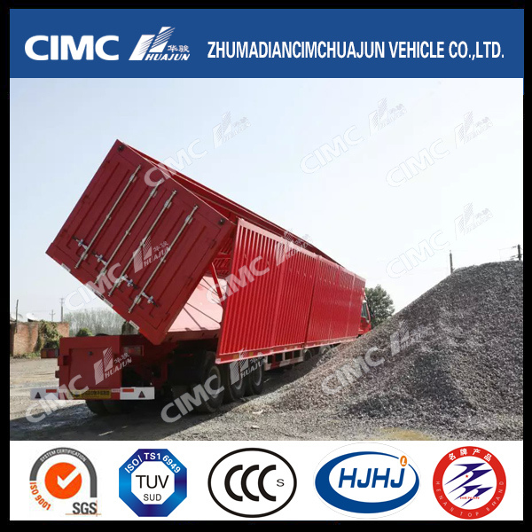 Cimc Huajun 3axle Van/Box Side-Tipping Trailer 