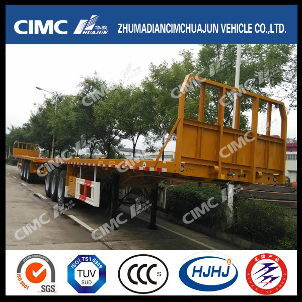 Cimc Huajun 40FT Flatbed Trailer with Twist Locks/Front Wall 