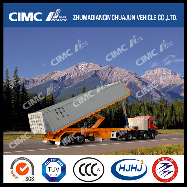 Cimc Huajun 40FT 3axle Rear-Tipping Flatbed Container Semi Trailer 