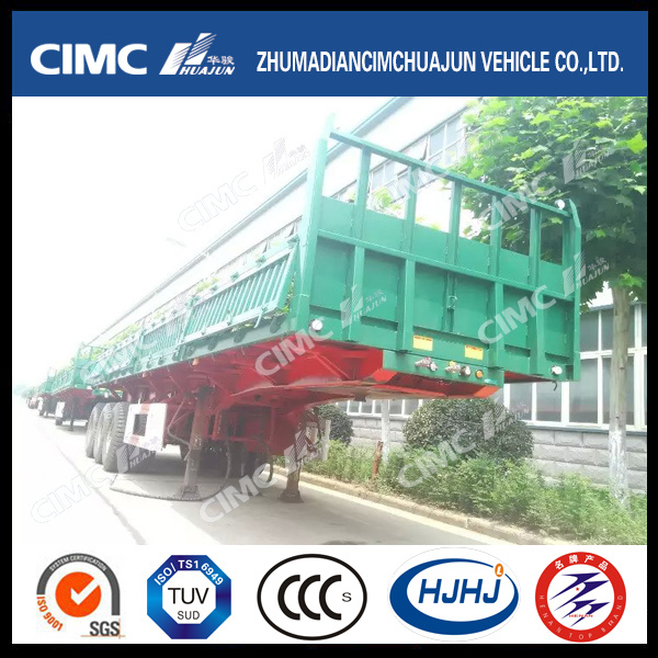 Cimc Huajun Side-Tipping 3axle Fence Trailer with Hydraulic Cylinder 