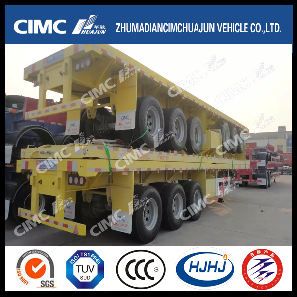 Cimc Huajun 40FT 3axle Flatbed Semi Trailer in Stack 