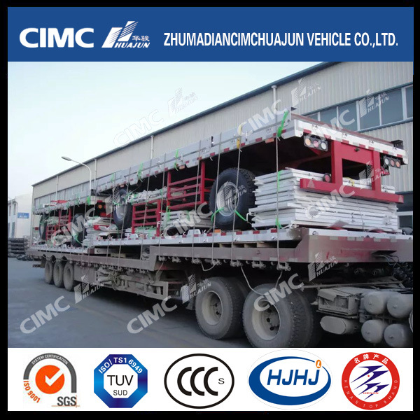 Cimc Huajun 1axle Flatbed Semi Trailer with Side Wall 