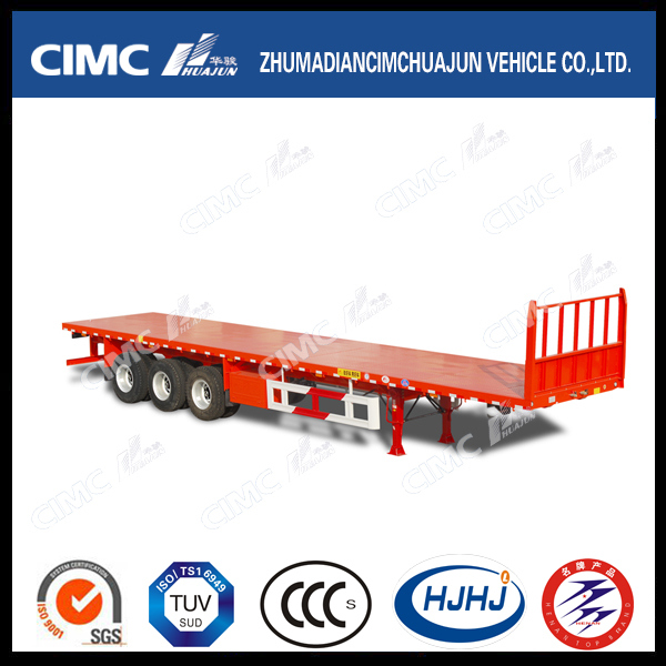 Cimc Huajun 48FT 3axle Flatbed Trailer with Front Wall 