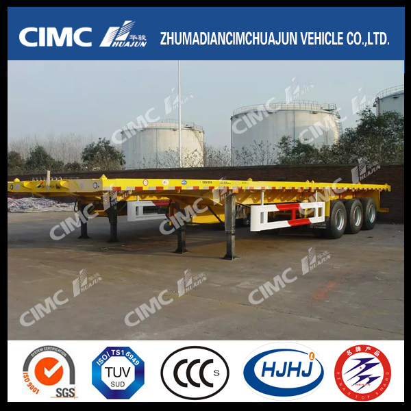 Cimc Huajun 3axle Flatbed Semi Trailer with High Quality 