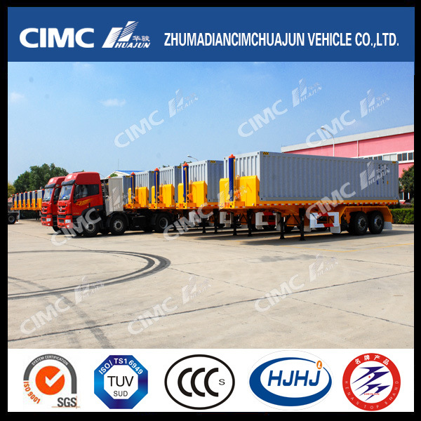 Cimc Huajun Flatbed Container Tipping Semi Trailer Exported 