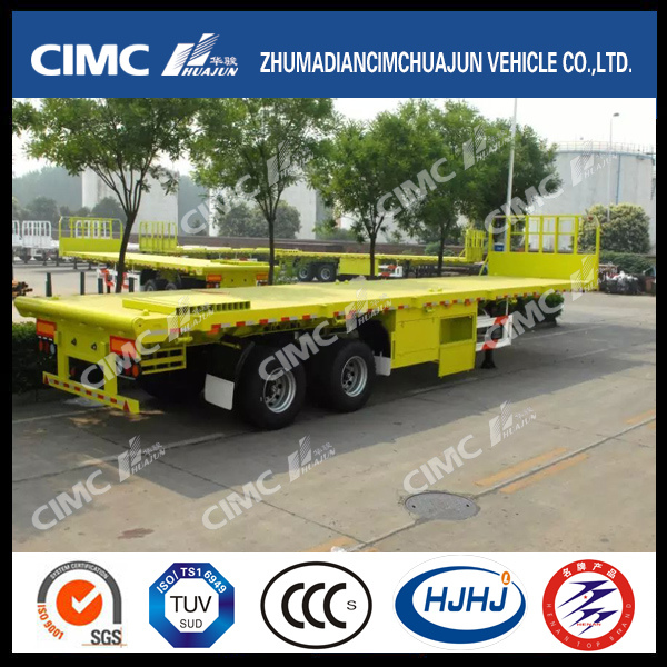 Cimc Huajun 2axle Flatbed Semi Trailer with Fence 