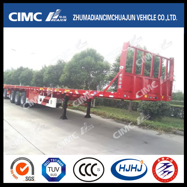 3axle Flatbed Semi Trailer with Front Fence 