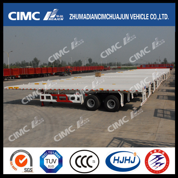 Cimc Huajun 2axle Flatbed Semi Trailer with Air Suspension 