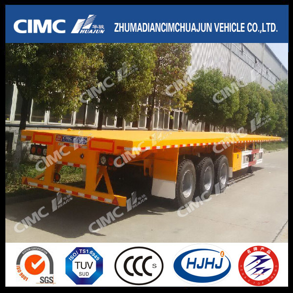 Cimc Huajun 14m Heavy-Duty Flatbed Semi Trailer with 80tons Capacity 