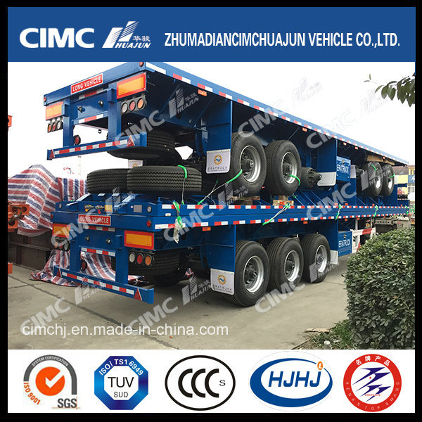 Cimc Flatbed 40FT Semi-Trailer with Single Tire Front Lifting 