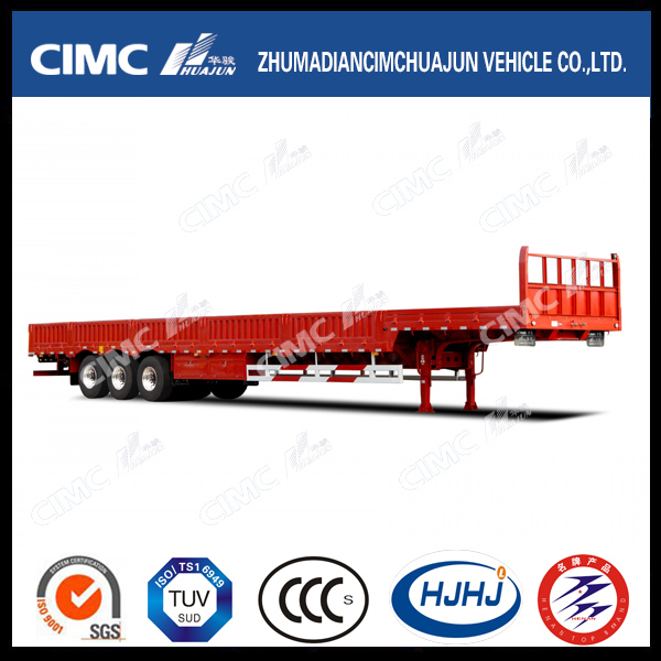 Cimc Huajun 3axle Single Tire Side Wall Semi-Trailer with Gooseneck 