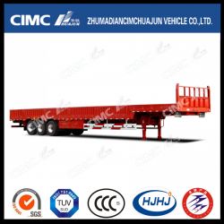 Cimc Huajun 3axle Single Tire Side Wall Semi-Trailer with Gooseneck