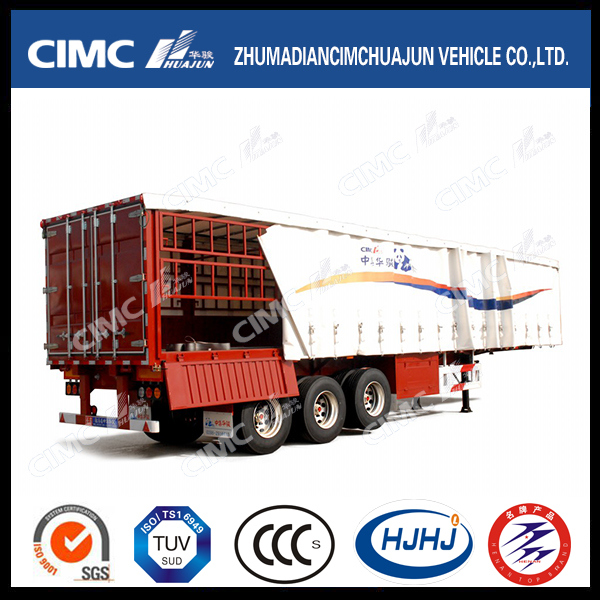 Cimc Huajun Stake/Cargo Semi Trailer with Side Curtain 