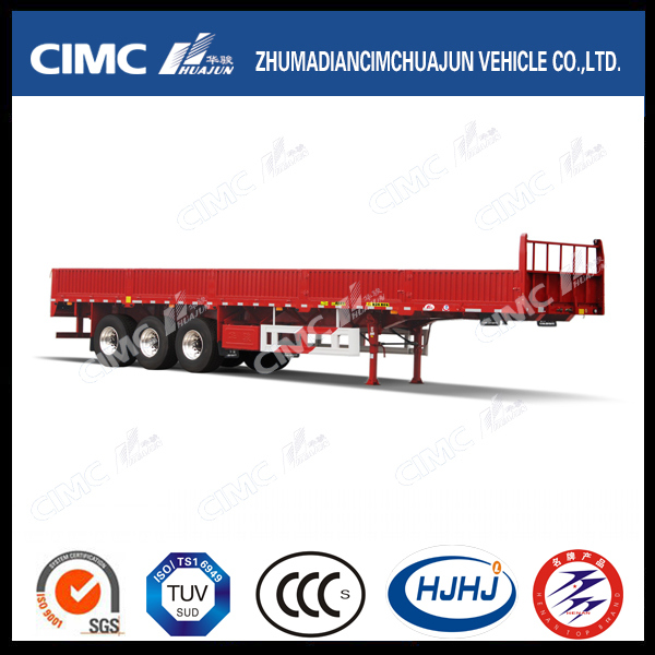 3axle Single Tire High Tensile Steel Cargo Semi Trailer with Side Wall 