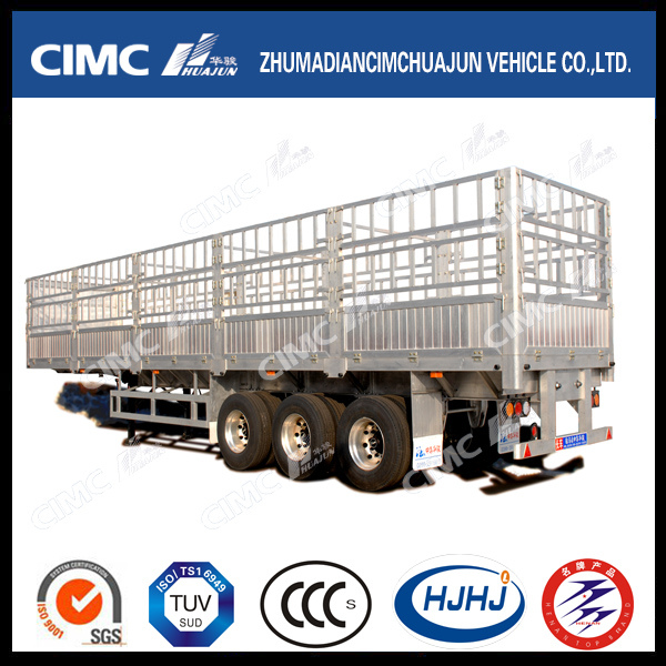 Cimc Huajn Lightweight 3 Axles Aluminium Alloy Cargo Stake Semi-Trailer 