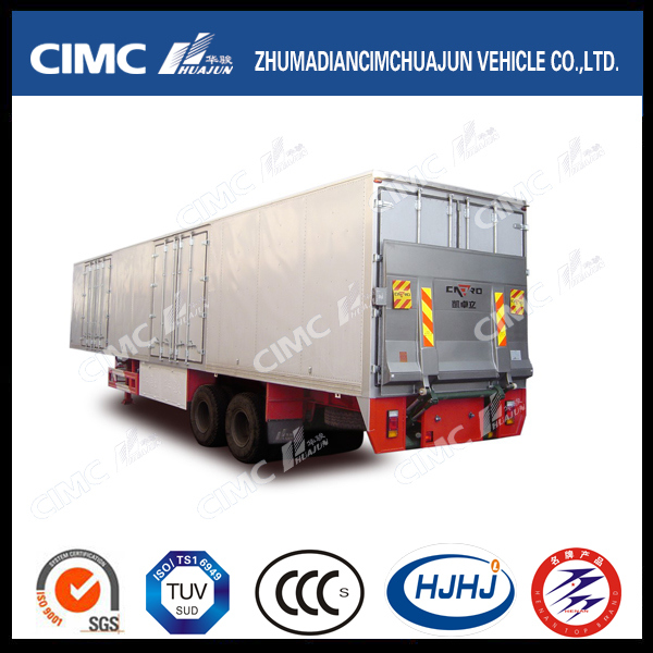 Cimc Huajun Van/Box Semi-Trailer with Rear Hydraulic Ramp 