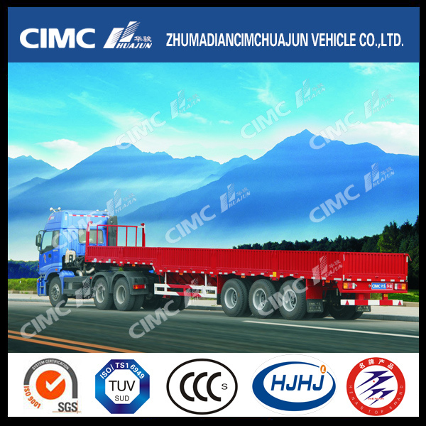 Cimc Huajun 3axle Gooseneck Fence/Cargo Semi Trailer with Side Wall 