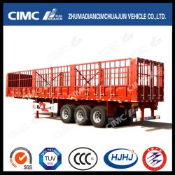 Cimc Huajun 3axle Flat-Type Cargo Stake Semi Trailer with Short Locks