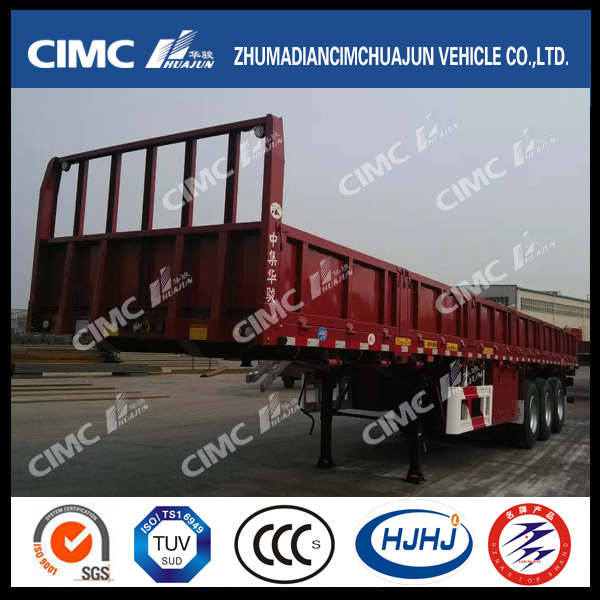 Cimc Huajun 3axle Standard Fence Trailer with Flat Side Wall 