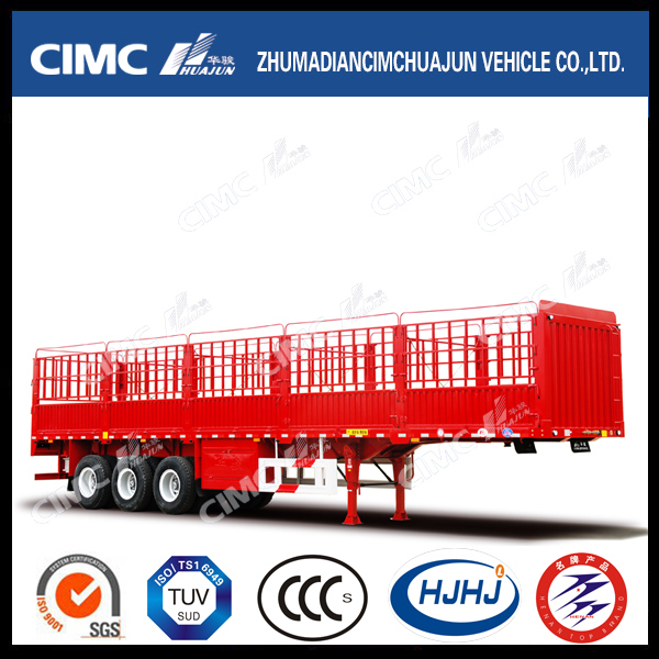 Cimc Huajun Double-Stake Cargo Semi Trailer with Longitudinal Cover Stick 