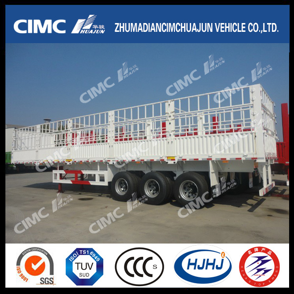 High Quality 3 Axles Cimc Huajun Double-Stake Semi-Trailer 