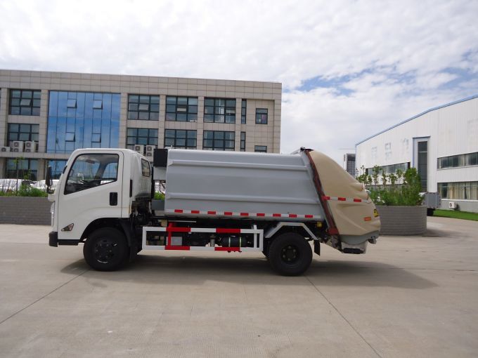 3T Compression Rear Loading Garbage Truck with Stainless Steel Upper Unit 