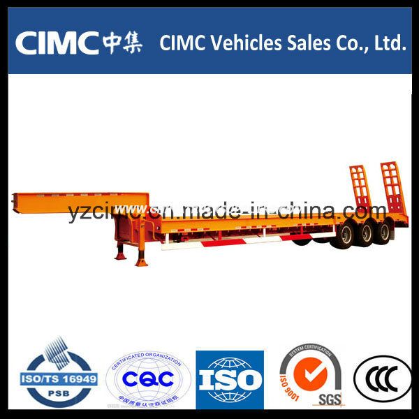 Cimc 50 Tons 3 Axles Low Bed Truck Trailer 