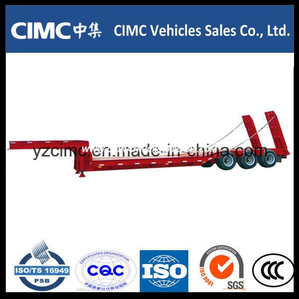 Cimc 3 Axle 50ton Low Bed Semi Trailer for Bulldozer Transportation 