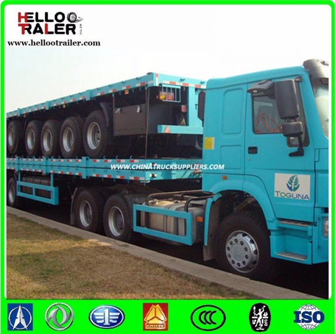 3 Axles Flatbed Tractor Trailer with Twist Locks 