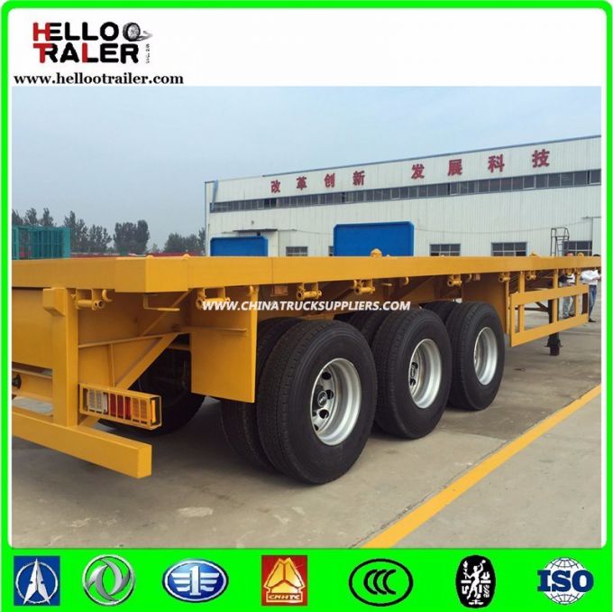 3 Axle 40FT Container Platform Flatbed Semi Trailer 