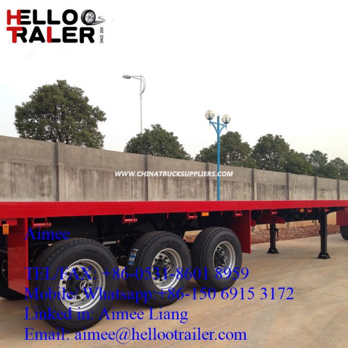 Chinese Helloo Trailer 3 Axles 40FT Flatbed Container Truck Semi Trailer 