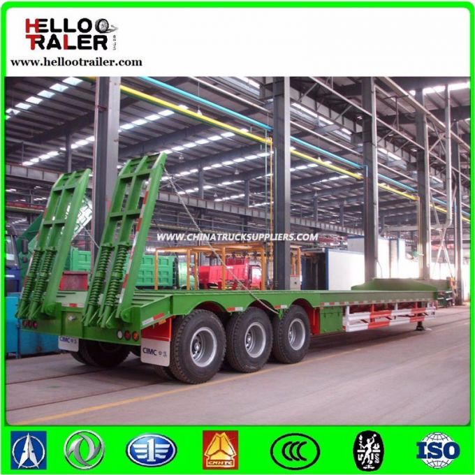 Chinese 60t Hydraulic Heavy Duty Tri-Axle Low Bed Semi Trailer 