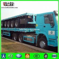 China 13m Tri Axle Flatbed Semi Trailer / 48 FT Container Semi Trailer