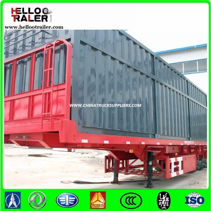 China 3 Axle Container Semi Trailer 40 Ton Flatbed Semi Trailer 