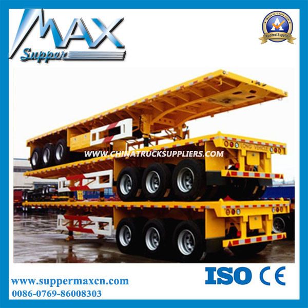 3 Axles Flatbed Container Carrier Semi Trailr for Sale 