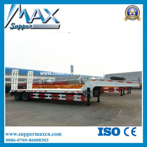 2 Axle 30-40t Low Flat Semi Trailer (concave beam pumping structure exposed tires) 