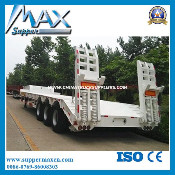 3-Axle 13meters Digger Cargo Transporting Lowbed Truck Trailer 