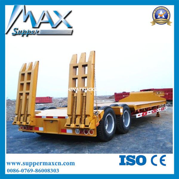 2 Axles 40tons Flatbed Low Bed Semi Truck Trailer 