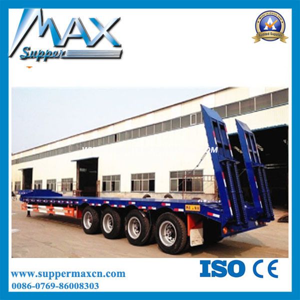 4 Axles 80tons Hydraulic Low Bed Semi Truck Trailer 