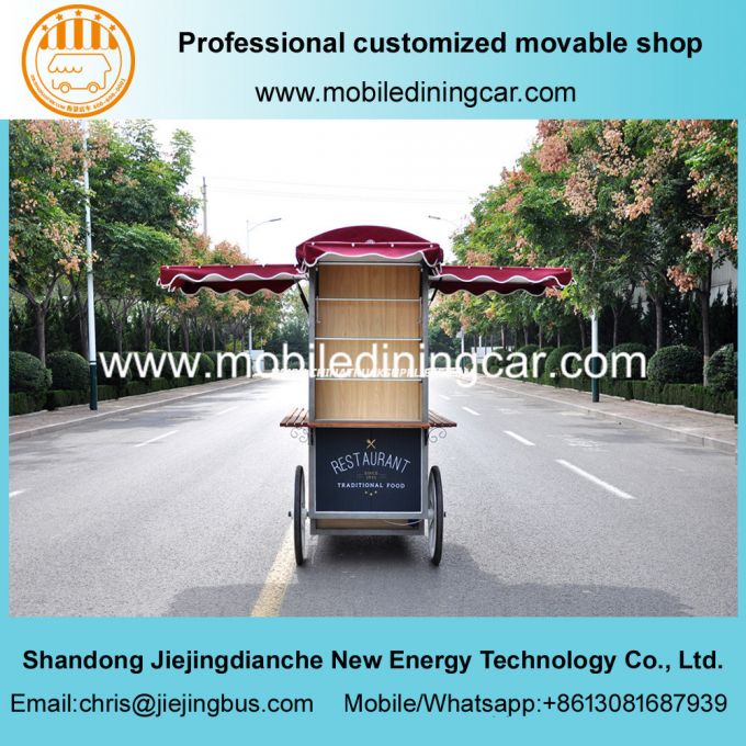 New Model Hand Pushing Movable Food Cart Goods Selling Truck 