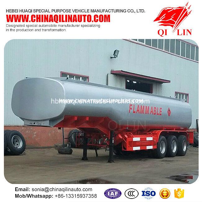 304 Stainless Steel Fuel Tanker Semi Trailer for Flammable Liquid Loading 