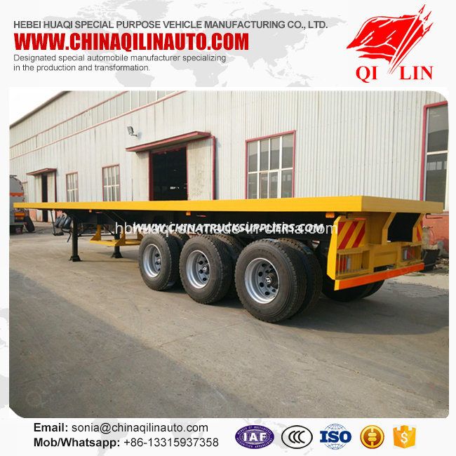 3 Axles 40FT Container Flatbed Utility Semi Trailer 